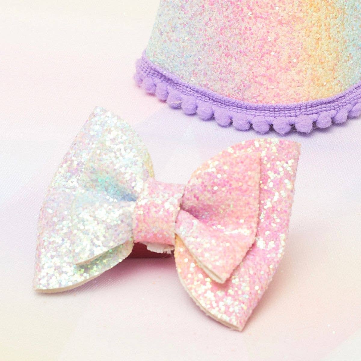 Rainbow Pastel Custom Happy Birthday Party Dog Hat & Bow